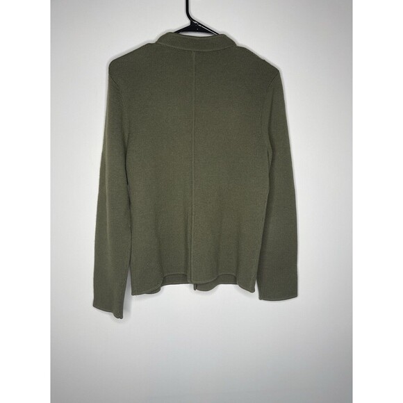 Talbots Military Style Cardigan Jacket Merino Wool Army Green Cozy Women's Sz M - Picture 5 of 8